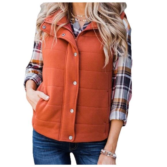 Becaal Jackets & Blazers - Womens Large Perfect Puffer Vest Burnt Orange Fall Layering by Becaal